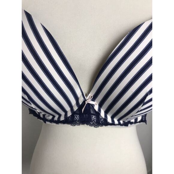 Cacique Lingerie Bra Boost Plunge Push Up Striped Underwire - Picture 2 of 9